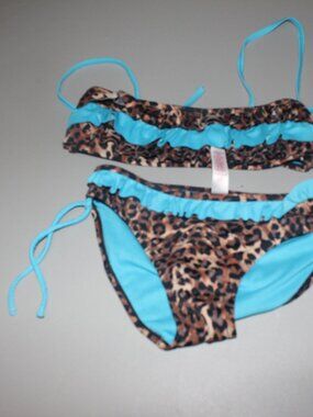 Brown & Blue 2 Pcs Justice Bikini Swimsuit Size 12